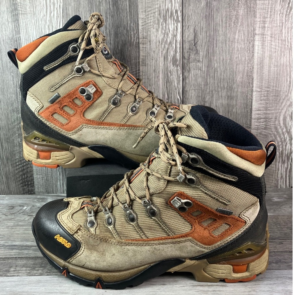 Asolo GORE-TEX Hiking Boots Womens 9 Beige Orange Suede Cordura
